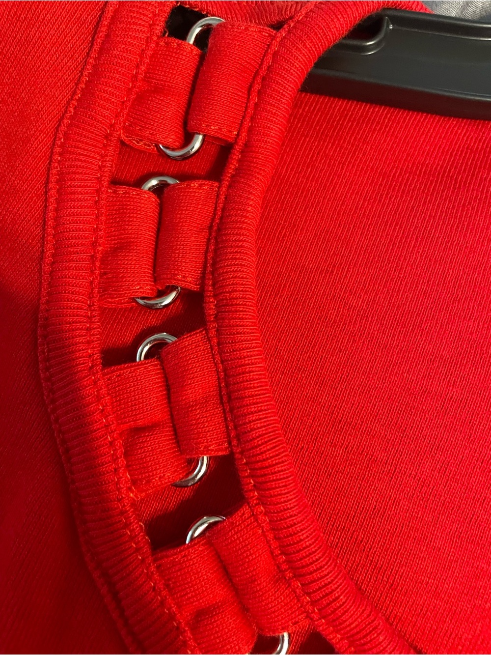 Rafaella Red Short-Sleeve Scoop Neck Tee with Grommet Detail - 0462 - Picture 3 of 5